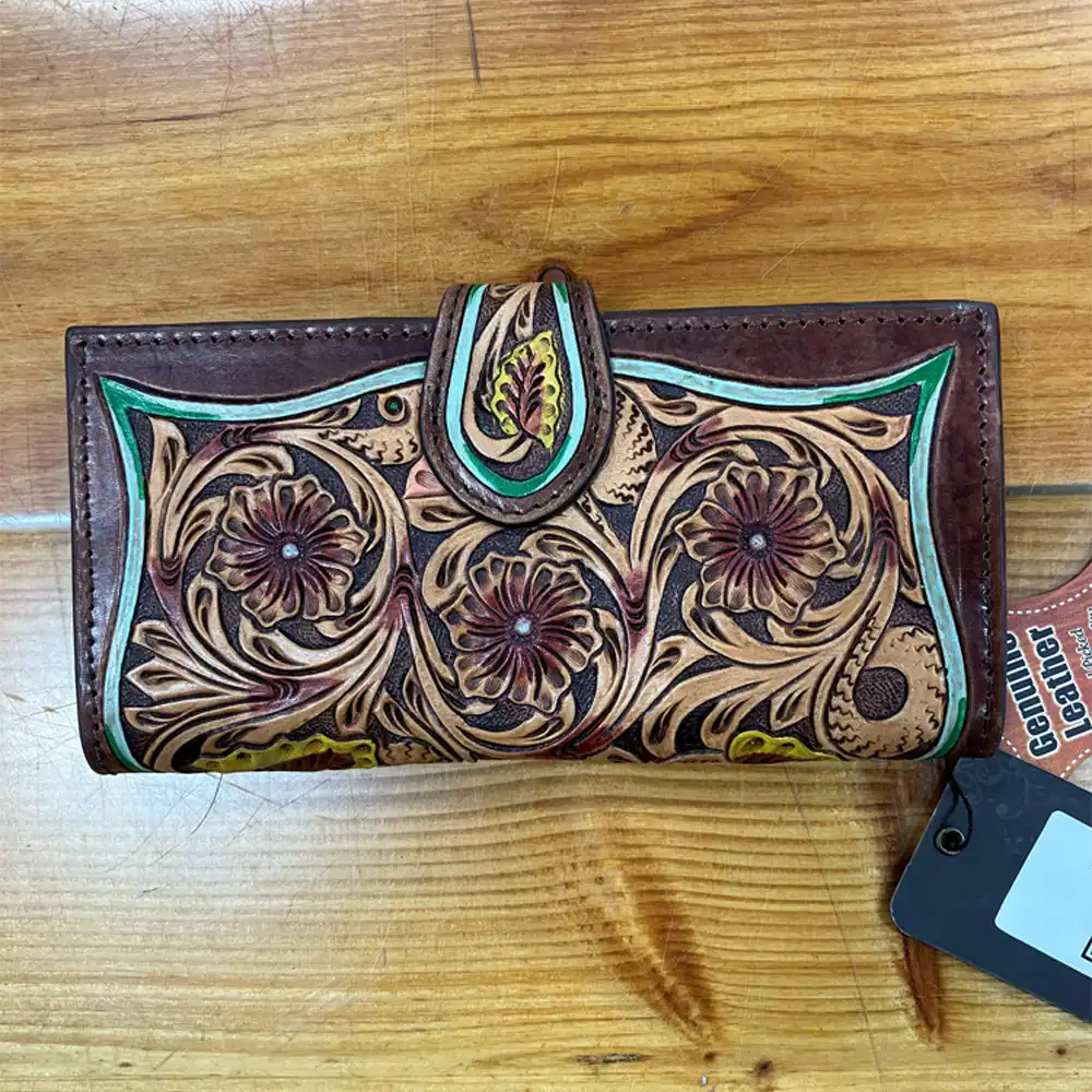 american darling floral tooled wallet