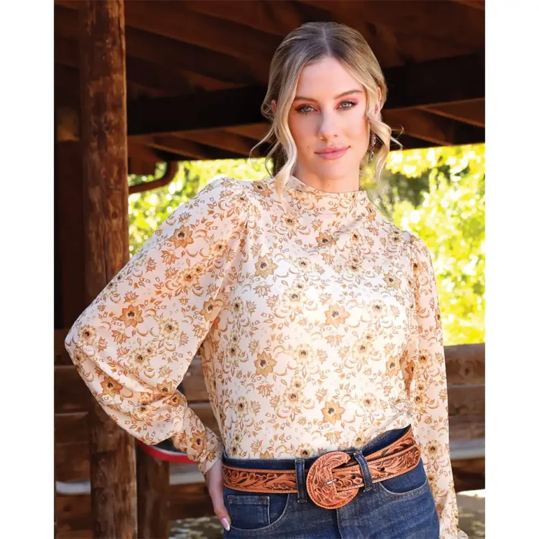 women's blouson sleeve top cinch