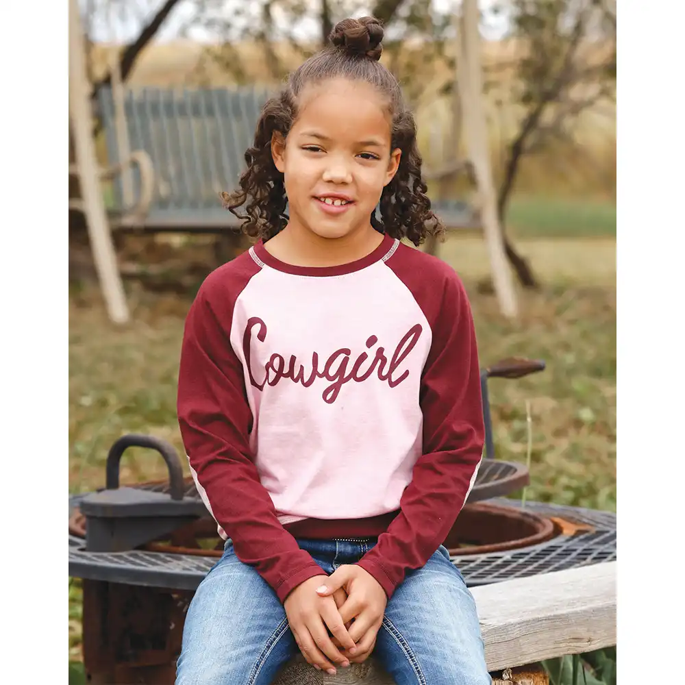 cruel denim girl's long sleeve tee pink