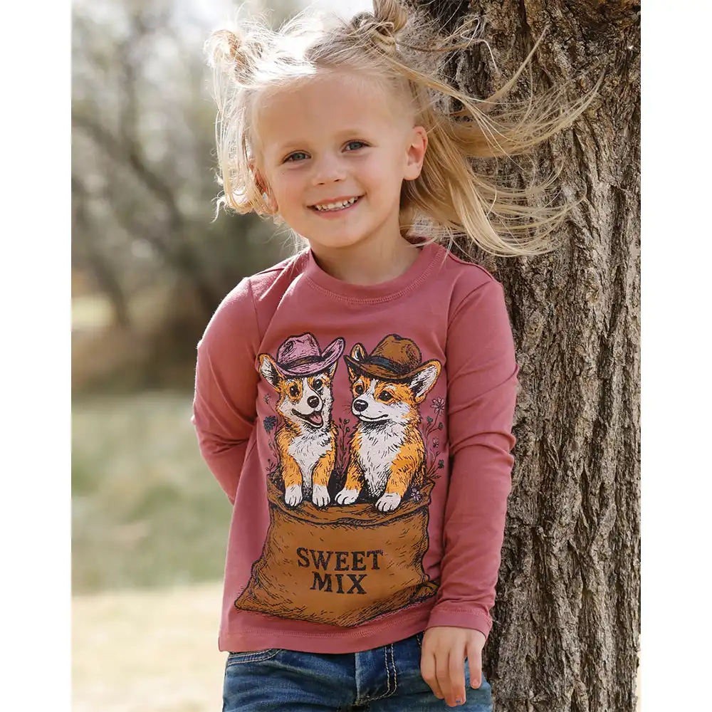 girl's long sleeve tee pink