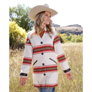 women's jacquard coat cream