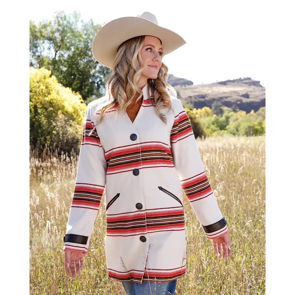 women's jacquard coat cream