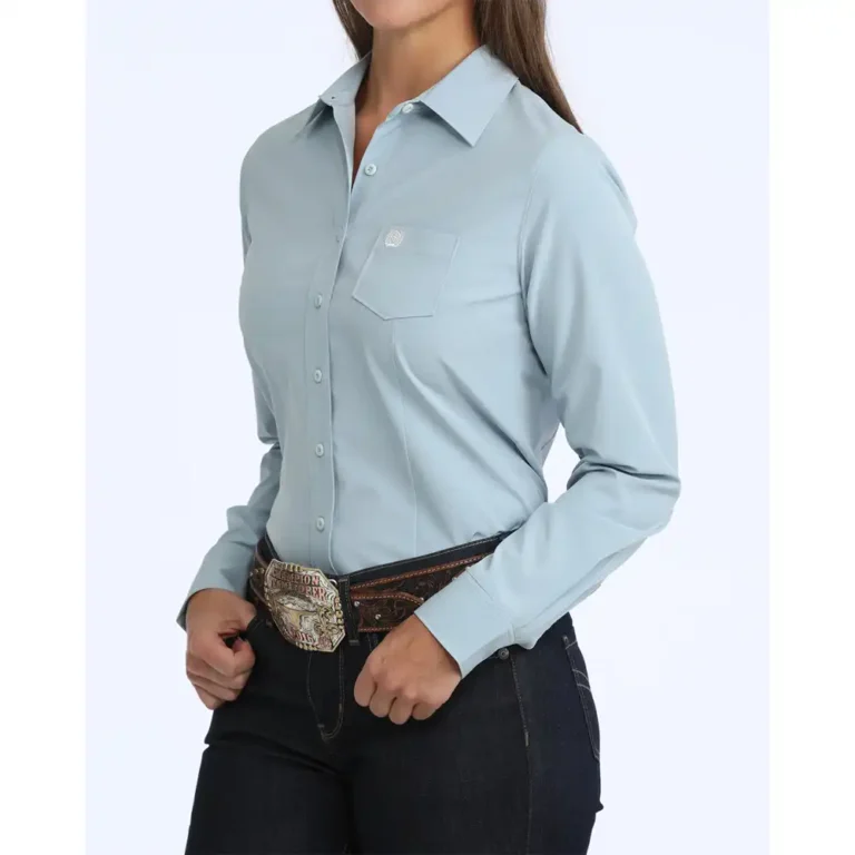 women's light blue shirt