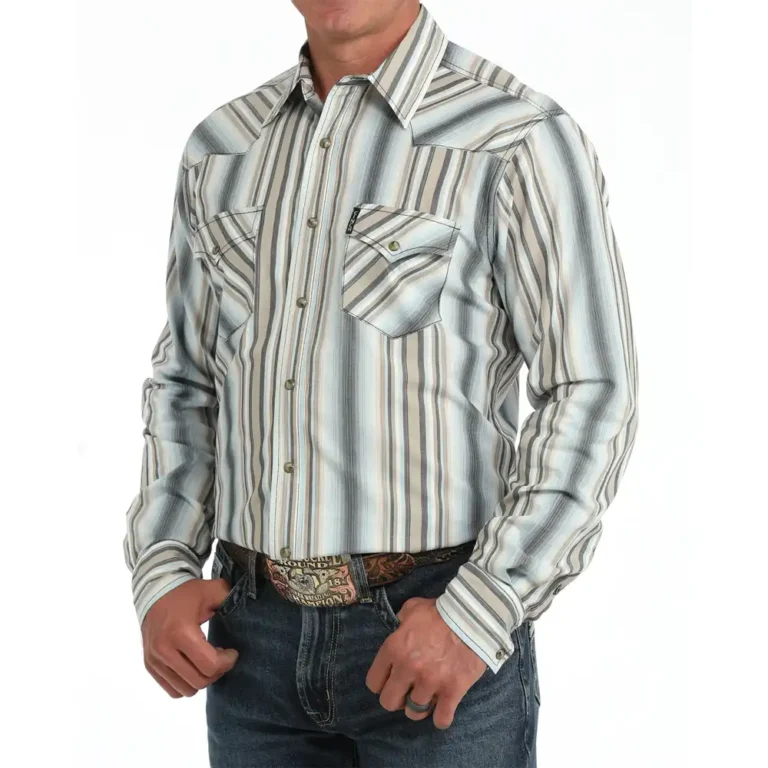 cinch men's long sleeve shirt light blue