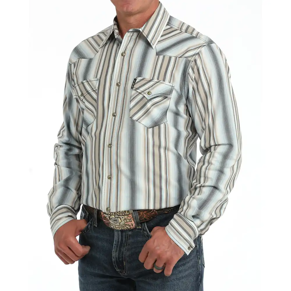 cinch men's long sleeve shirt light blue