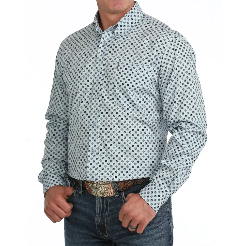 cinch men's long sleeve shirt light blue
