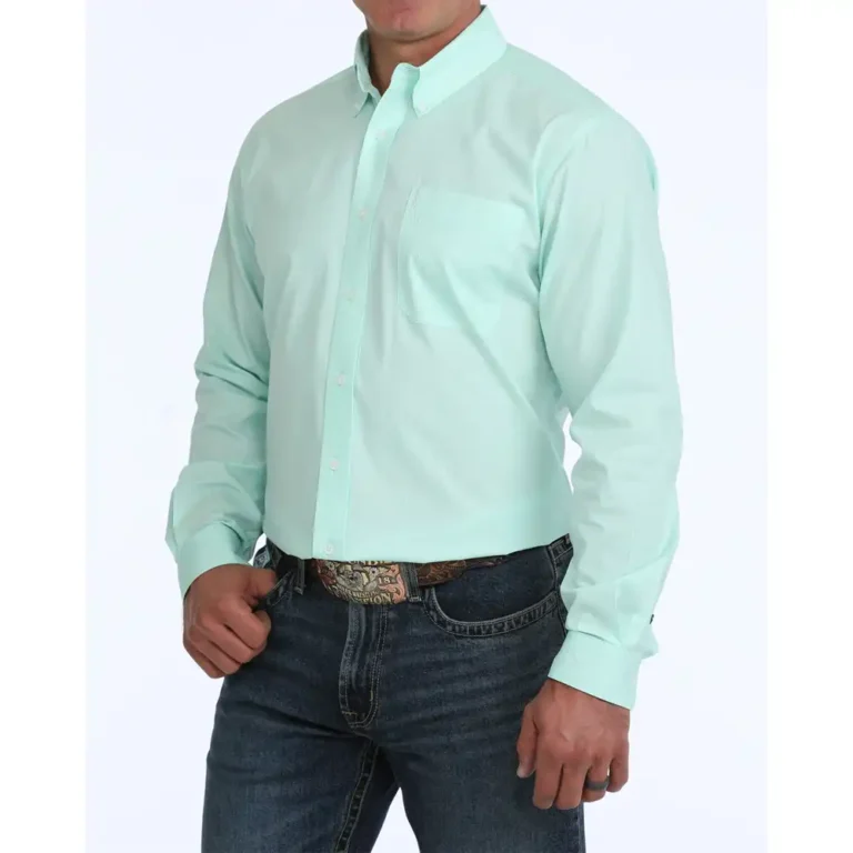 men's modern long sleeve shirt turquoise