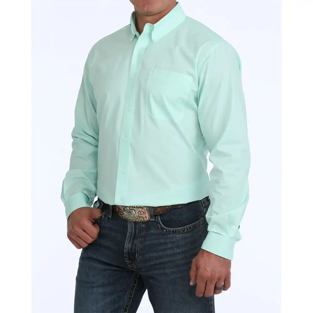 men's modern long sleeve shirt turquoise