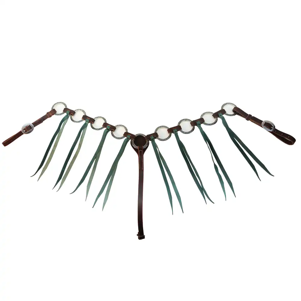 breast collar with tassels emerald