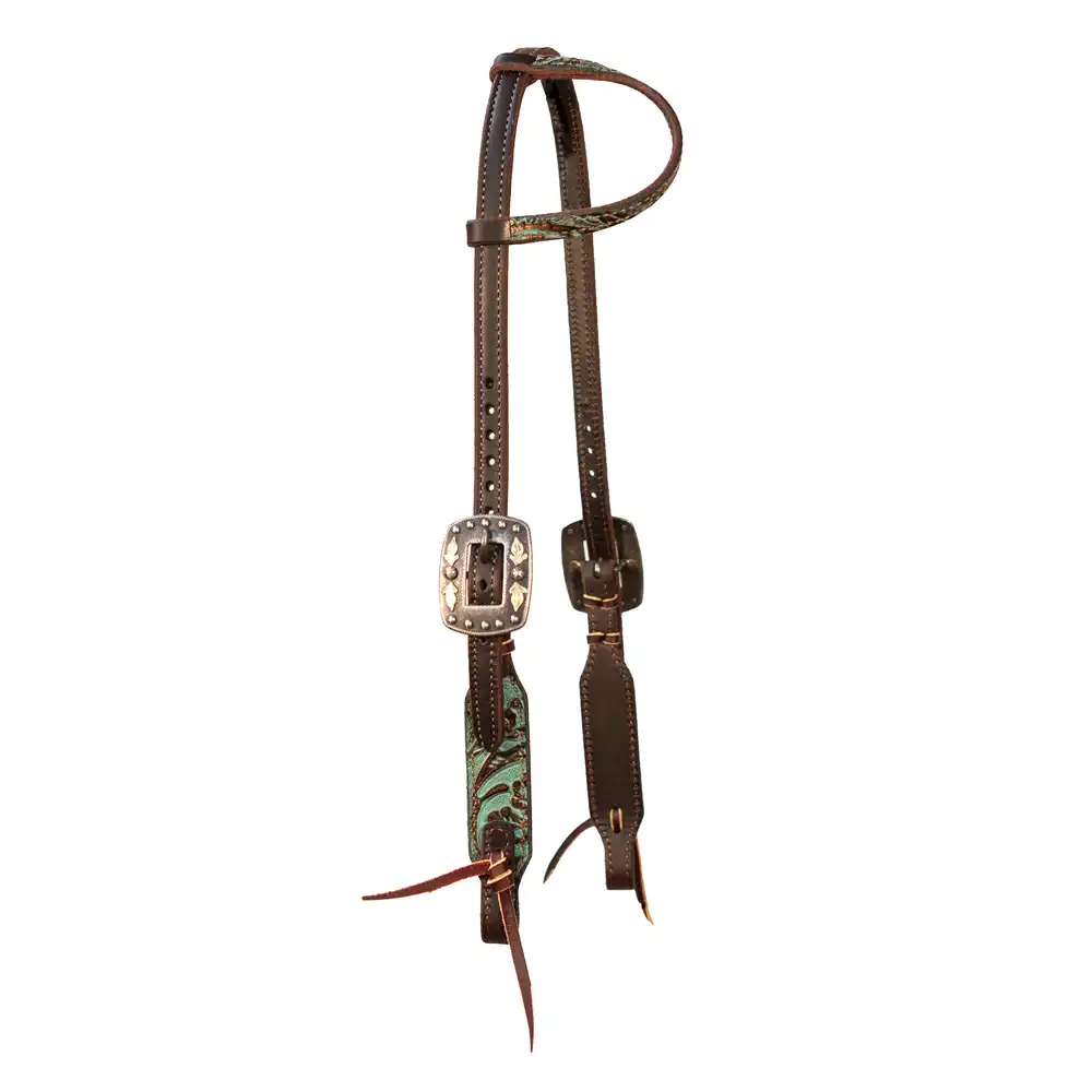 single ear headstall copper emerald