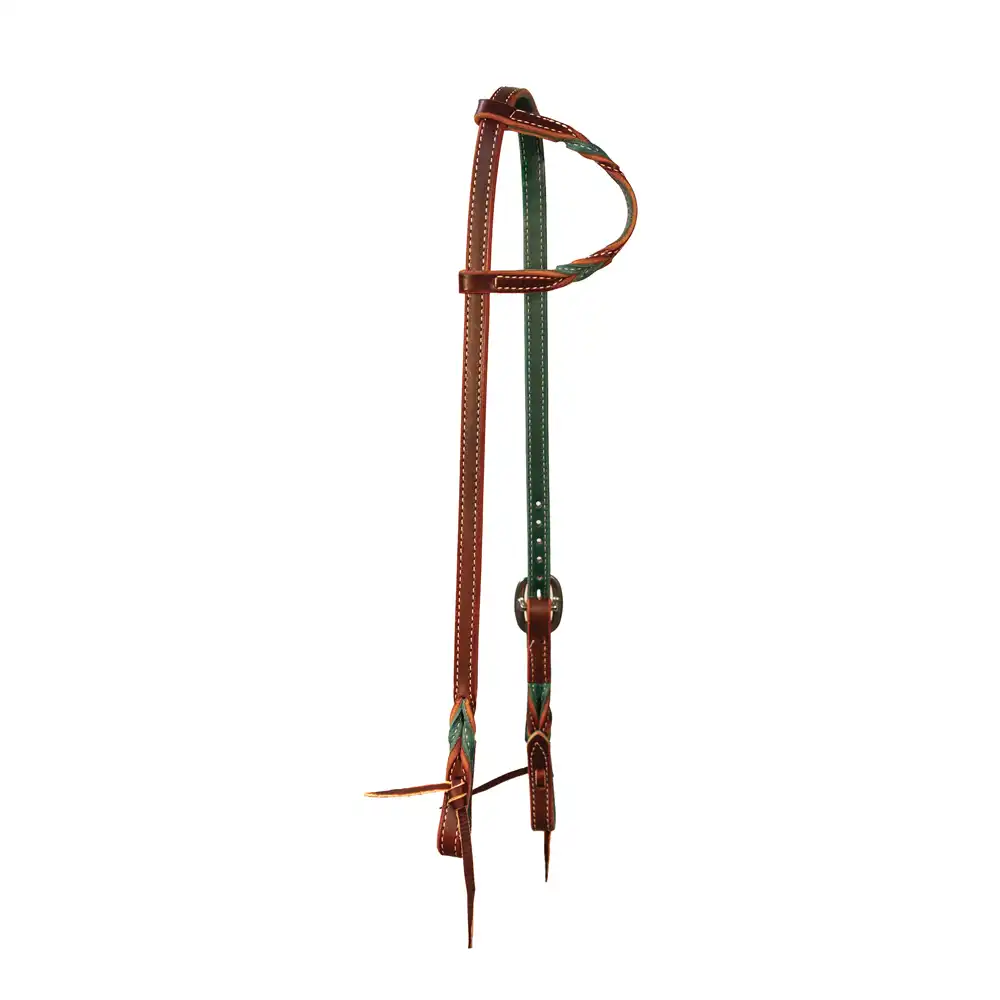 single ear headstall burgundy emerald