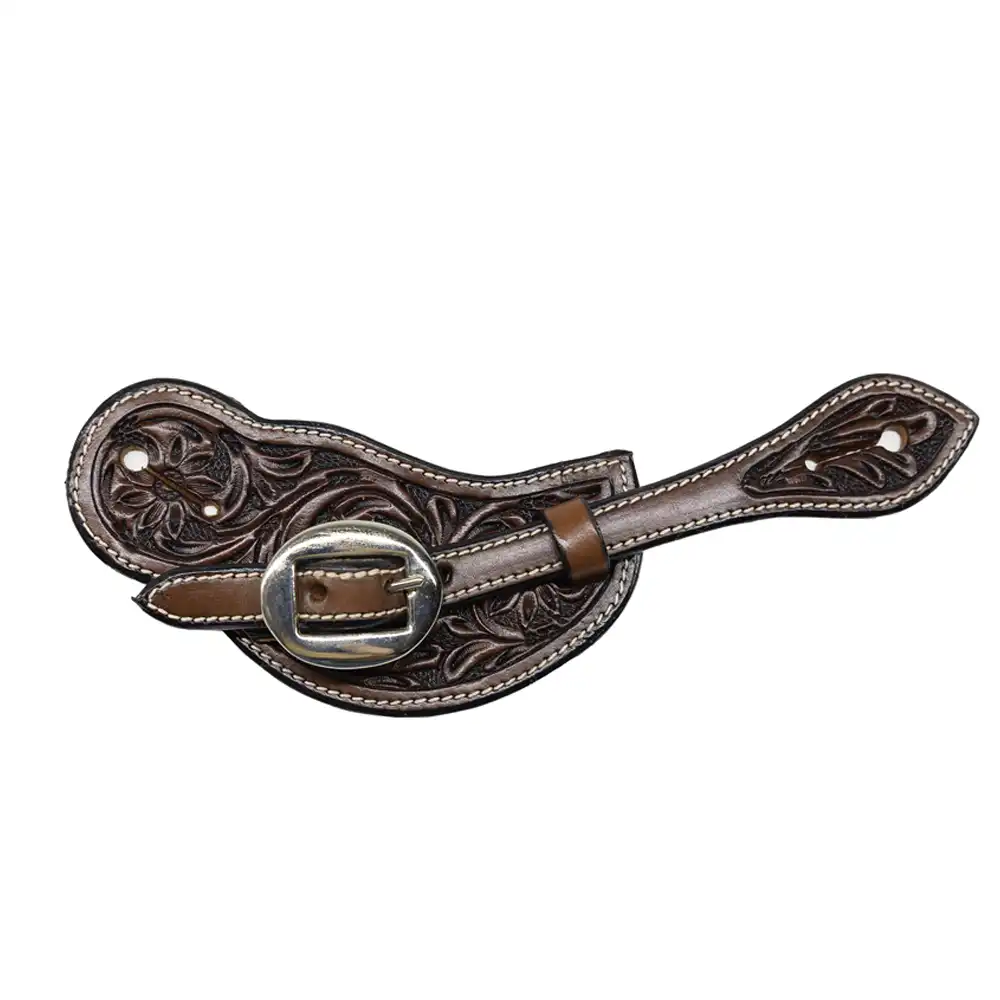 chocolate floral spur strap