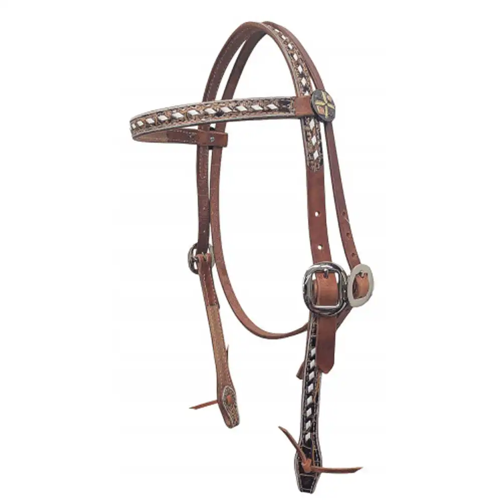 san saba equine browband headstall brown copper