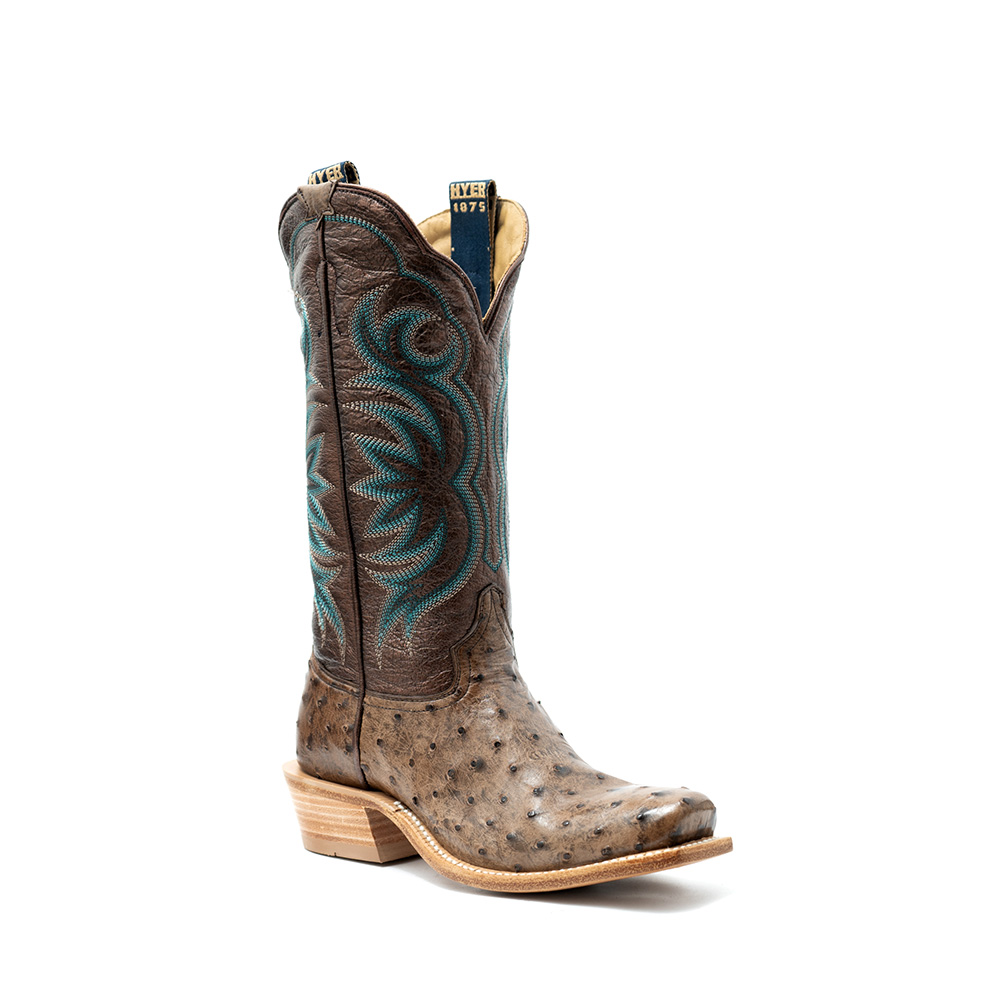 "Colby" Tobac Full-Quill Waxy Ostrich Cutter Toe Boot