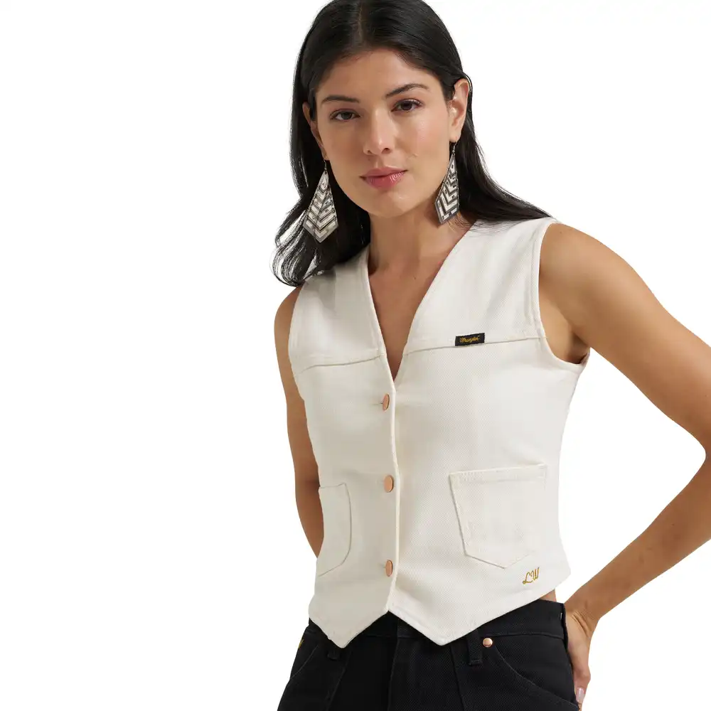 Lainey Wilson White Denim Vest