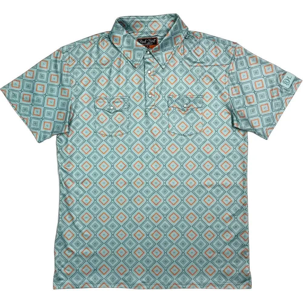 men's tribal blue polo shirt