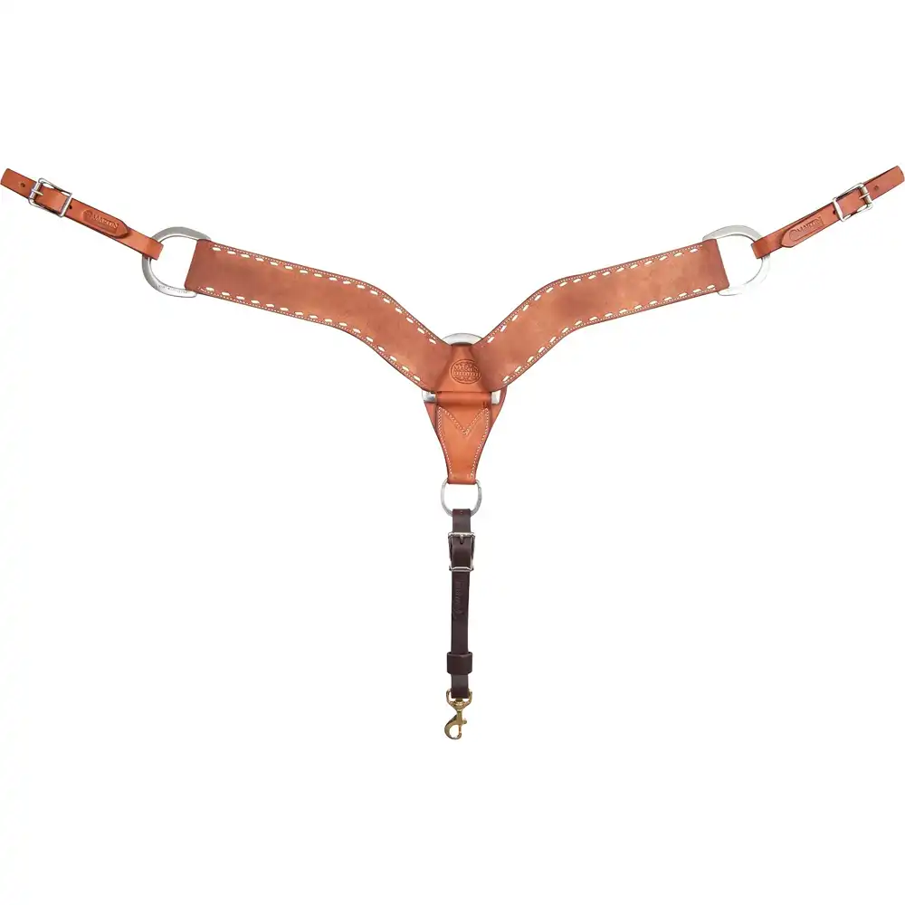 breastcollar, 2.75-inch with buckstitch design - one size - chestnut