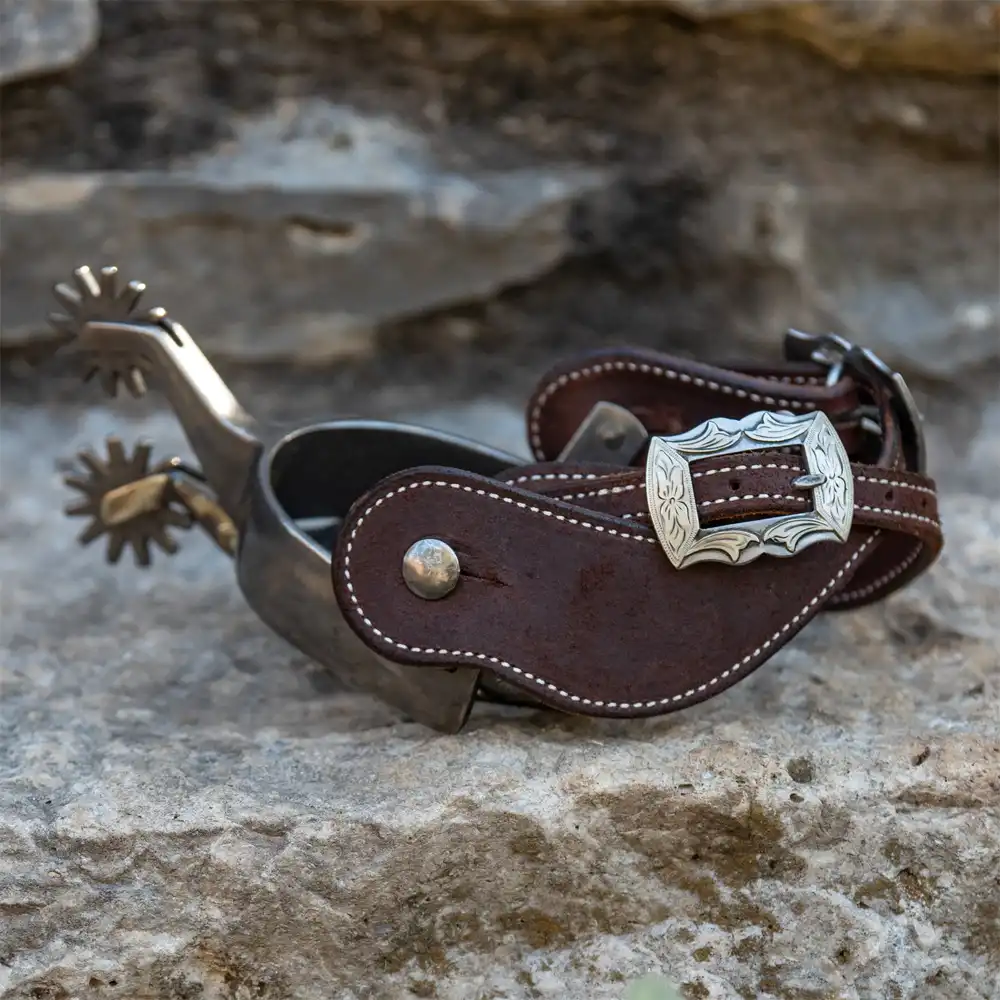 cowboy spur straps with prescott buckle - one size - chocolate roughout