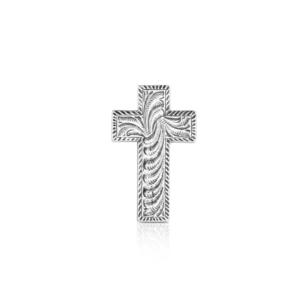 light engraved cross pin
