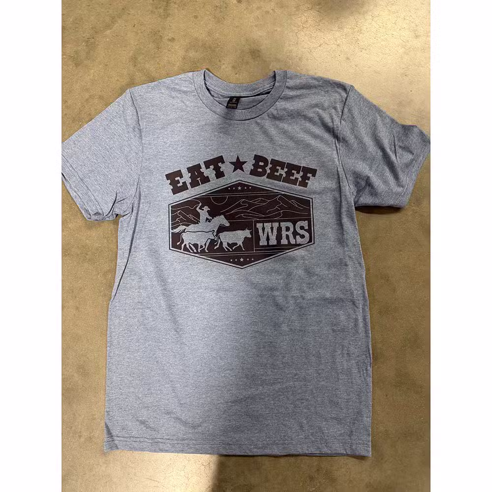 WRS eat beef short sleeve blue tshirt.