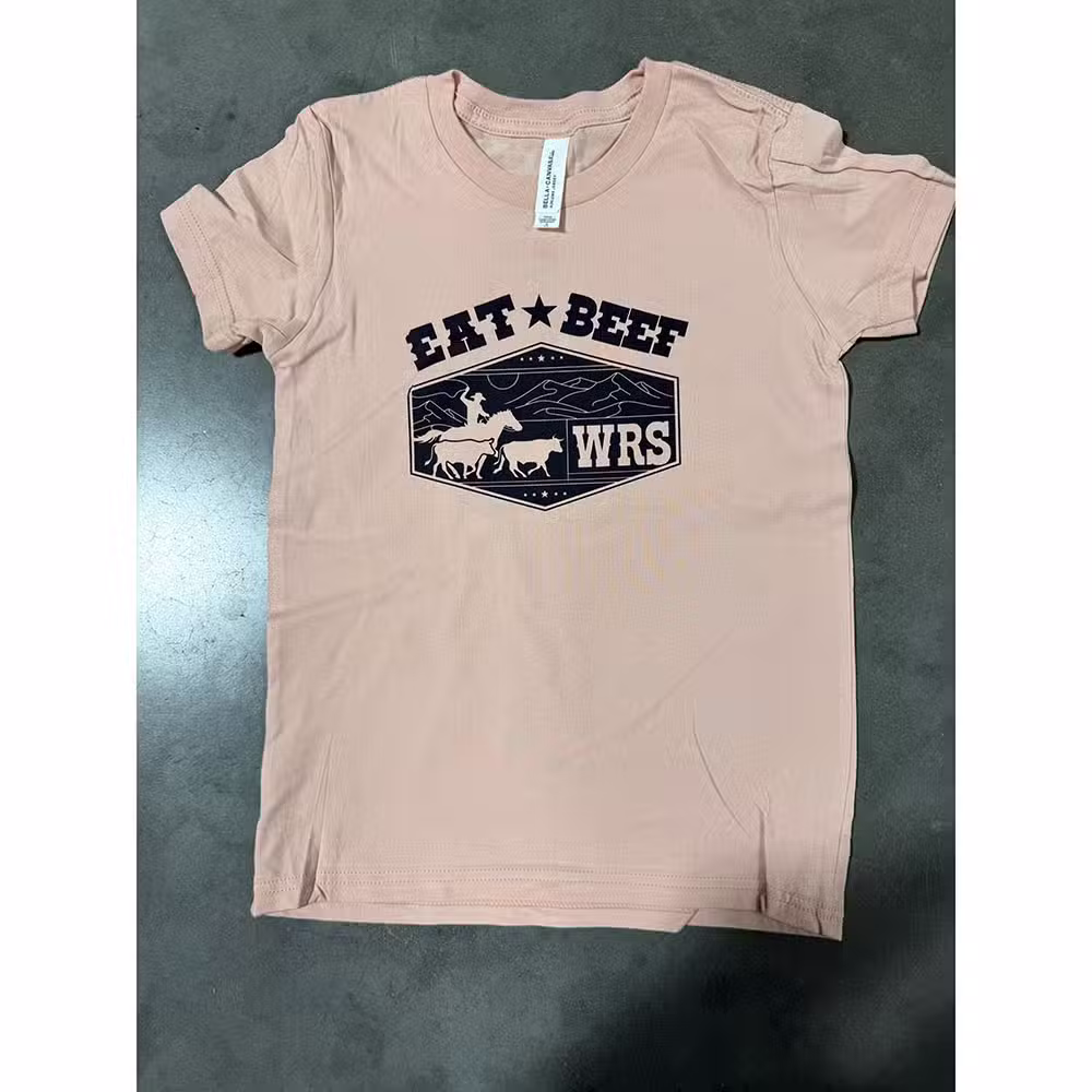 Peach youth WRS eat beef short sleeve t-shirt.
