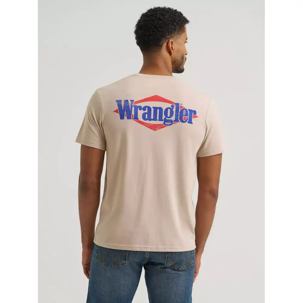 men's wrangler® graphic short sleeve pocket t-shirt - regular fit - oxford tan heather