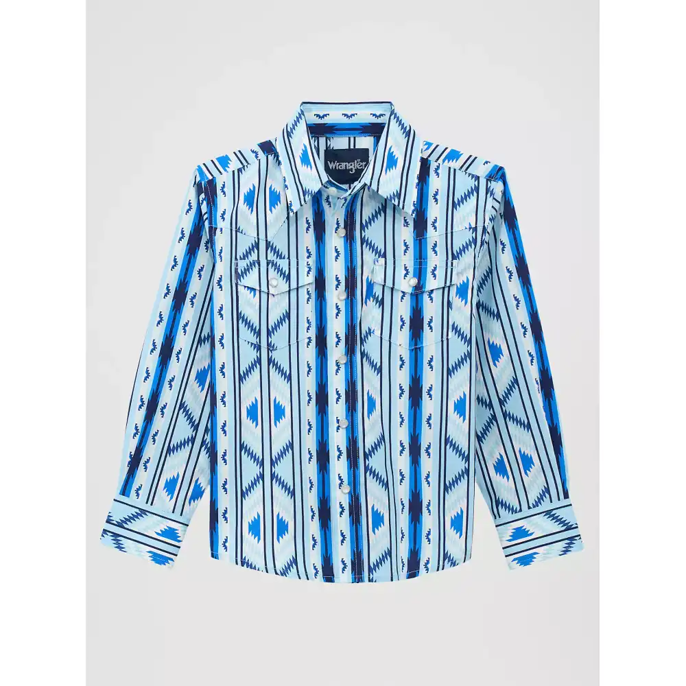 boy's checotah long sleeve western snap shirt - icy