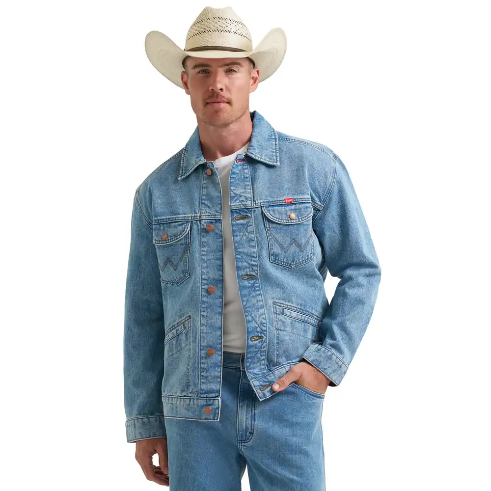 men's wrangler x coors embroidery jacket - beer wash