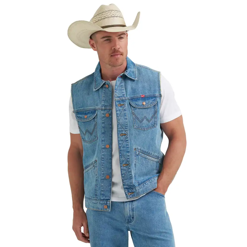 men's wrangler x coors vest - beer wash