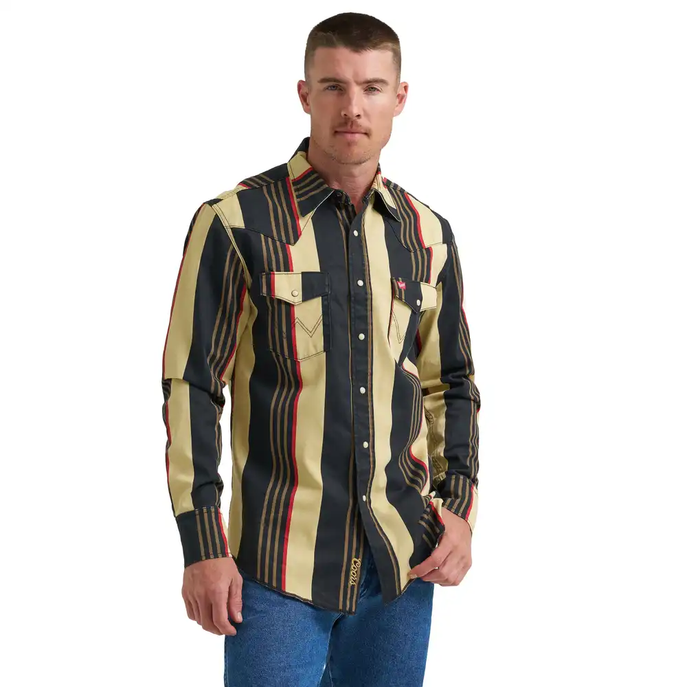 men's wrangler x coors cowboy cut work shirt - coors stripe