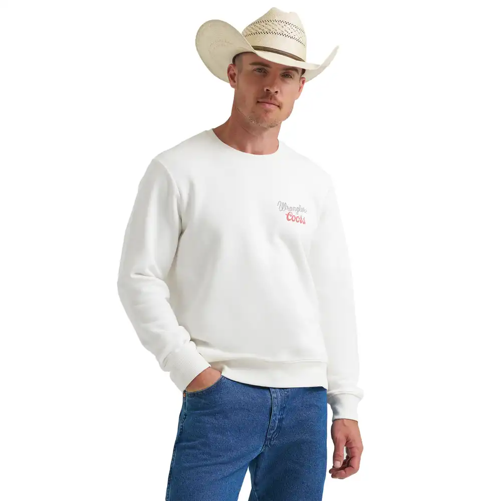 men's wrangler x coors unisex crewneck - marshmallow