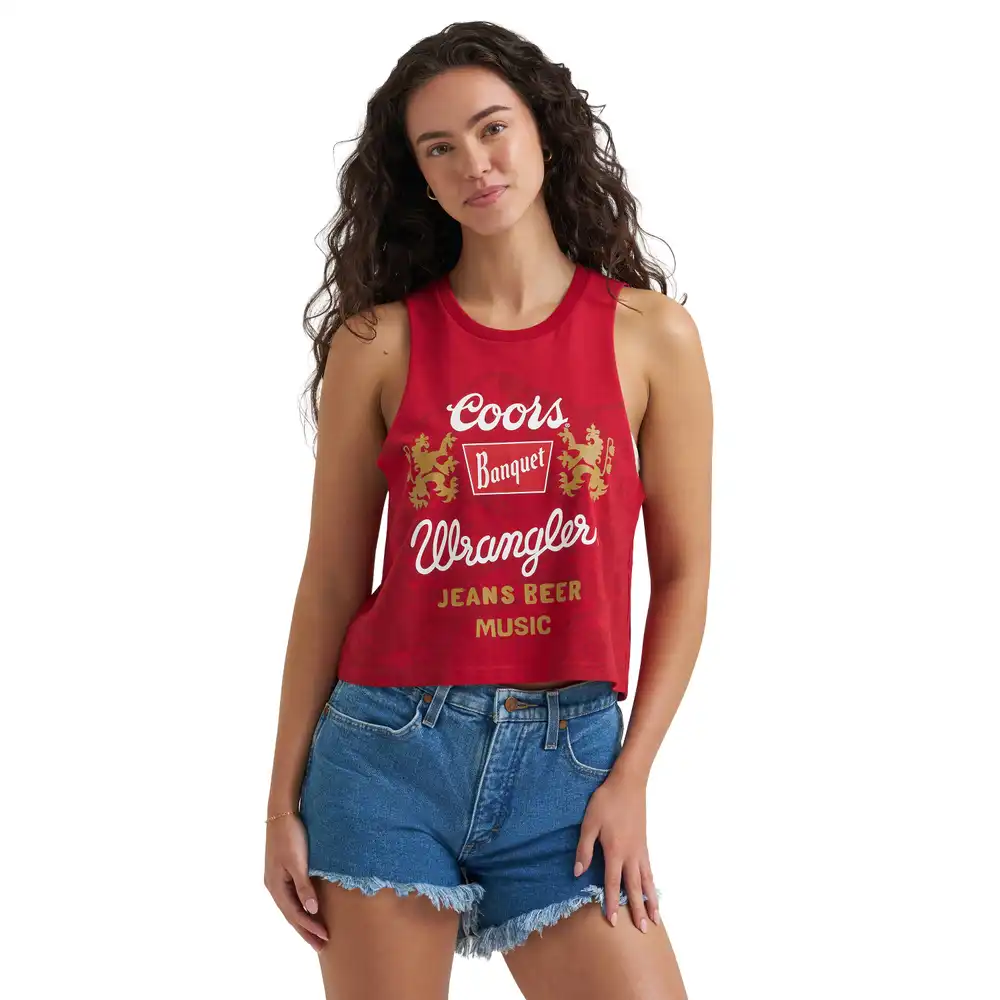 women's wrangler x coors festival tank - chili pepper