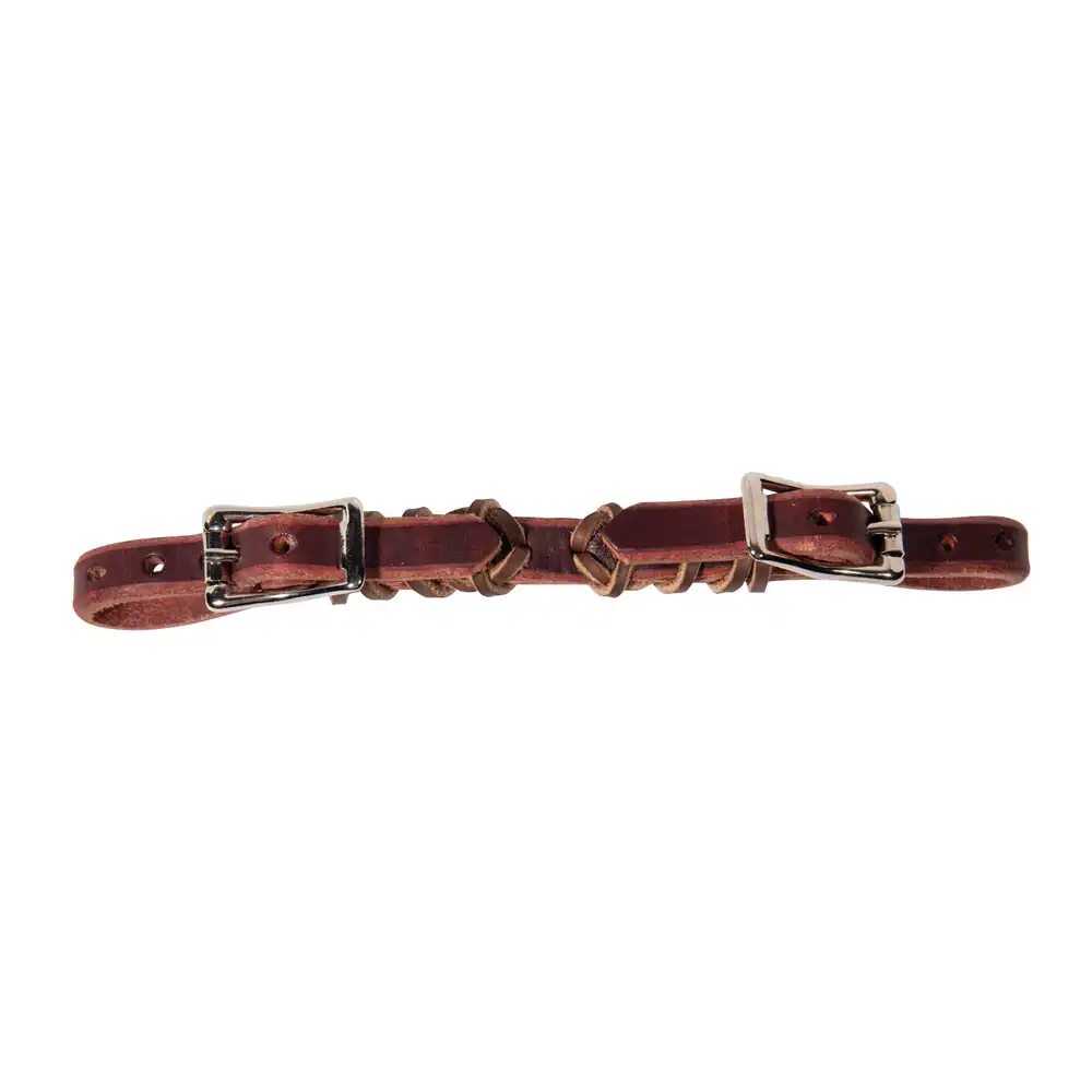 LACED LEATHER CURB STRAP