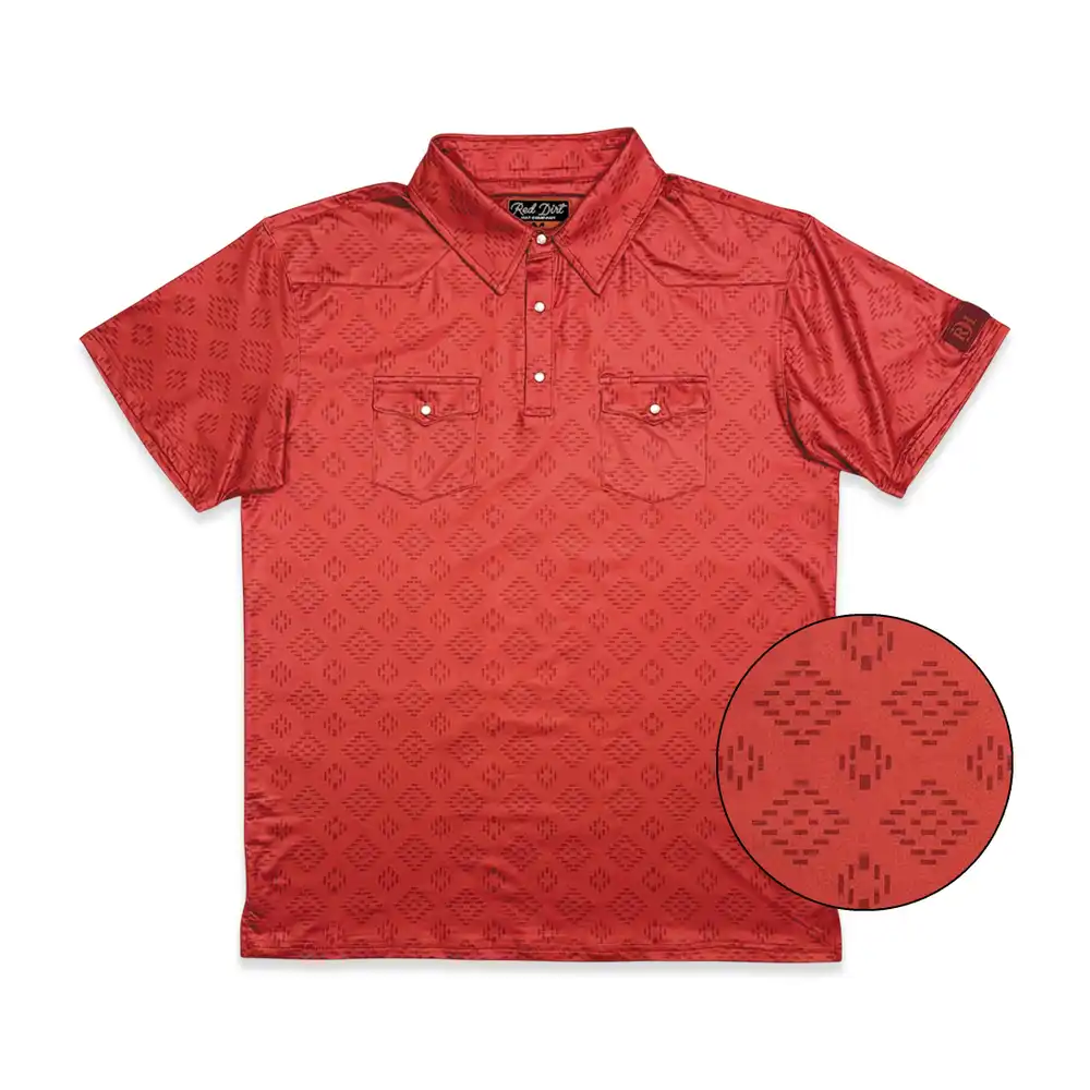 Cowboy Casual Men’s Short Sleeve Polo – Deep Red Aztec