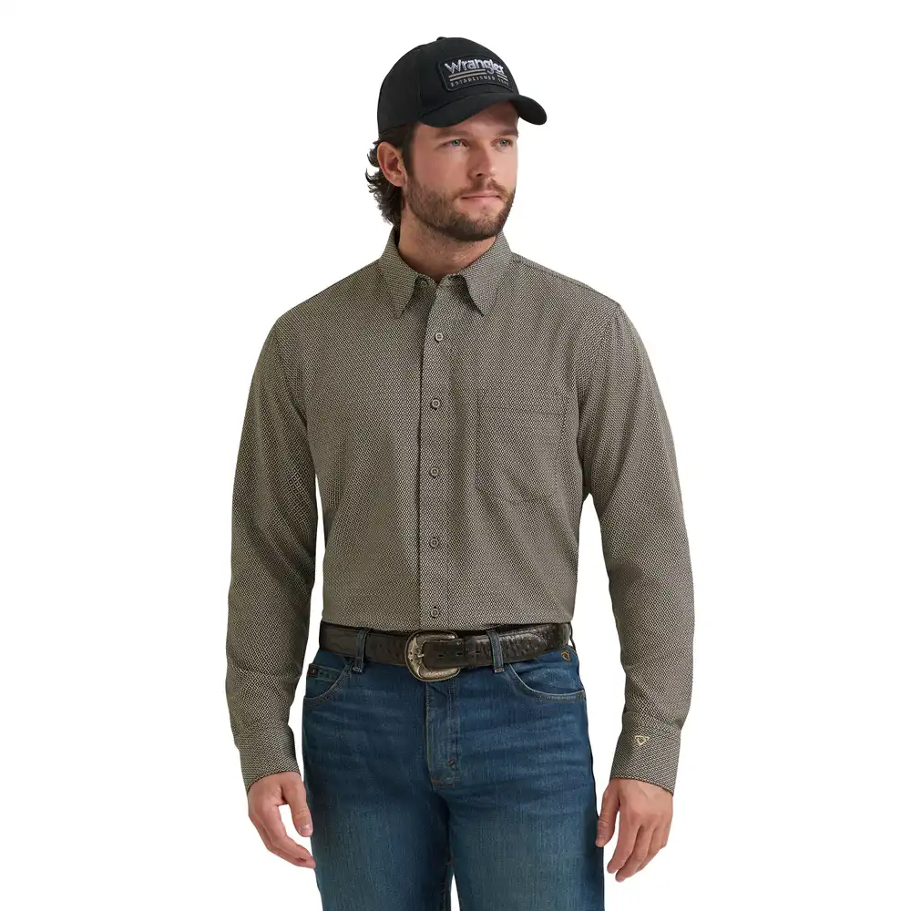 wrangler® x cody johnson long sleeve performance shirt - classic fit - buttons - black multi