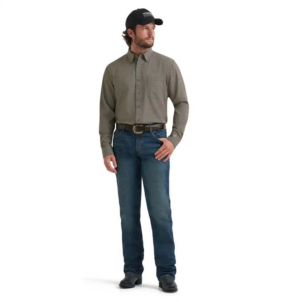wrangler® x cody johnson long sleeve performance shirt - classic fit - buttons - black multi