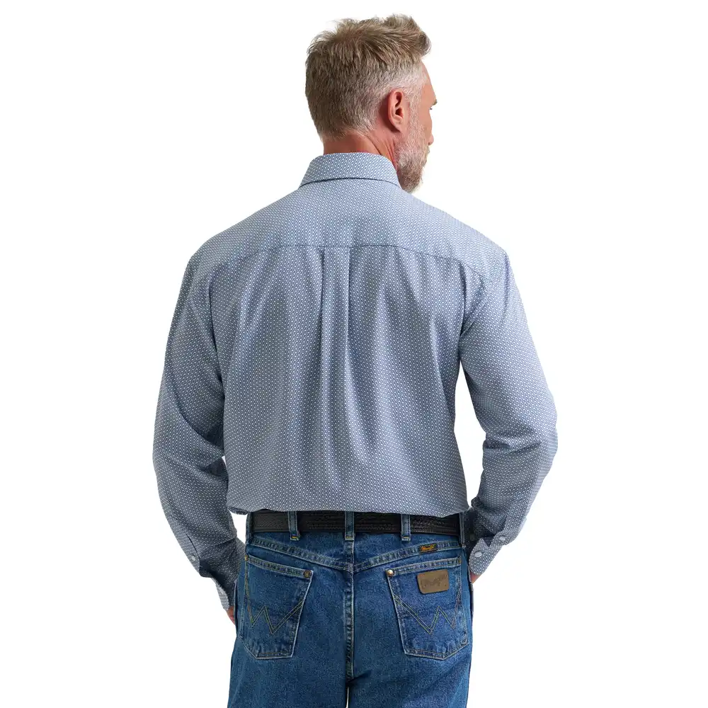 wrangler® george strait collection performance one pocket long sleeve shirt - relaxed fit - blue