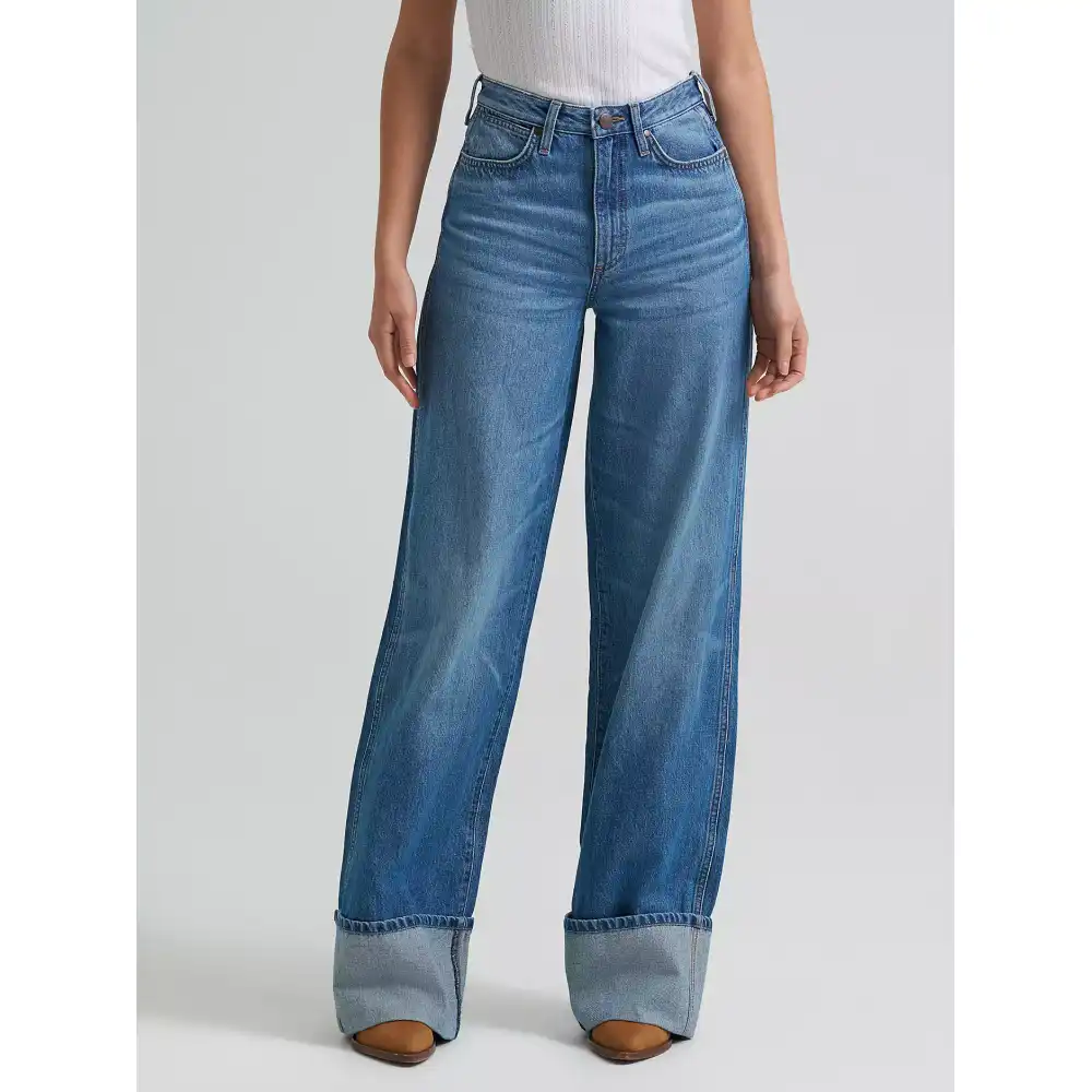 women's wrangler retro® bailey high rise wide leg cuffed jean - milena
