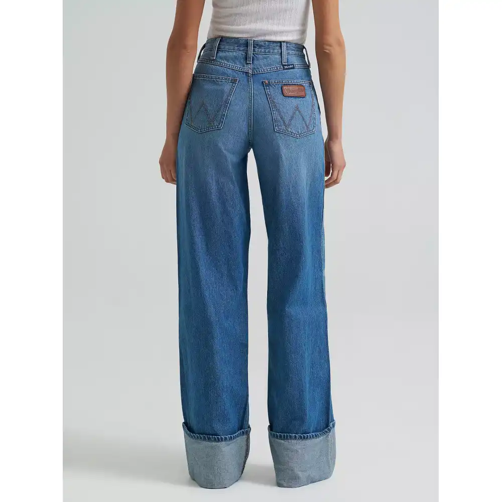 women's wrangler retro® bailey high rise wide leg cuffed jean - milena