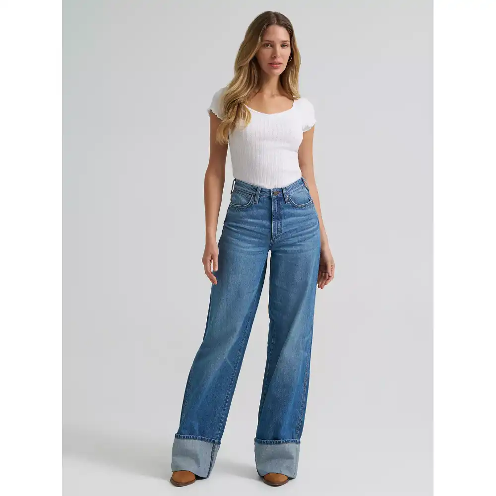 women's wrangler retro® bailey high rise wide leg cuffed jean - milena