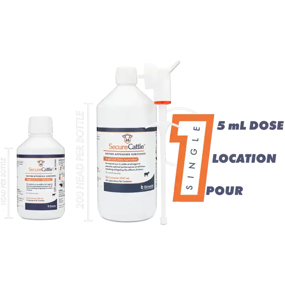 securecattle bovine appeasing pheromone with 5ml dose applicator - 1000 ml