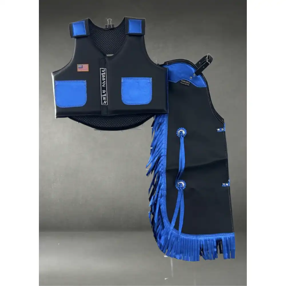 faux leather kid's rodeo chap vest combo