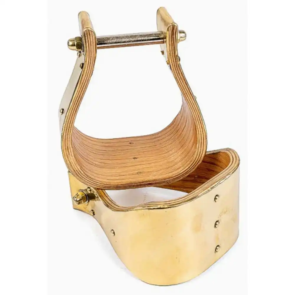stirrup 4" wood with brass cover