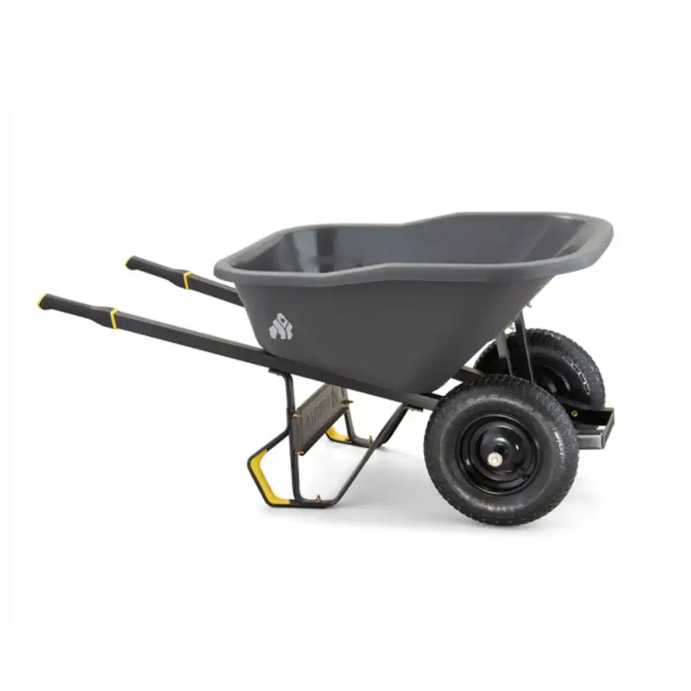 8 cu. ft. pro grade poly dual wheel wheelbarrow with xd structure