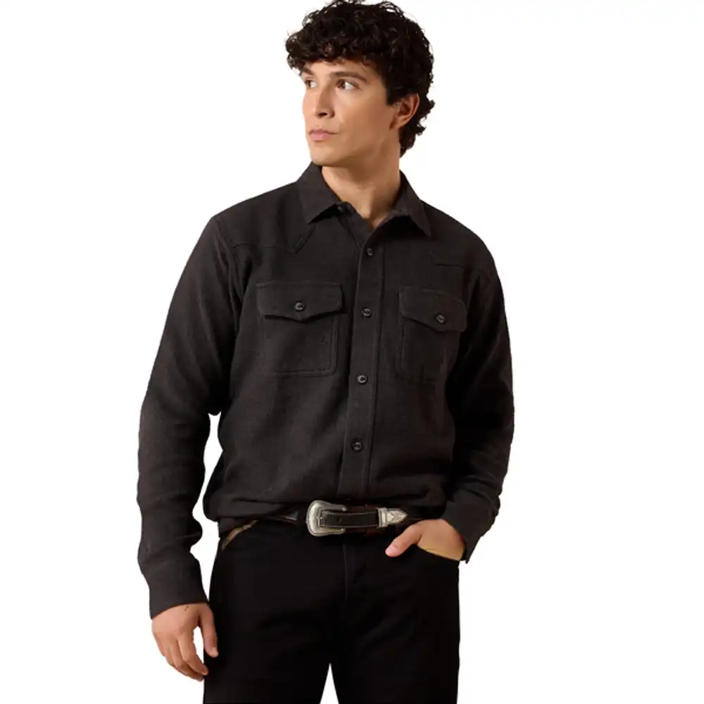 men's - retro waffle button down fitted shirt