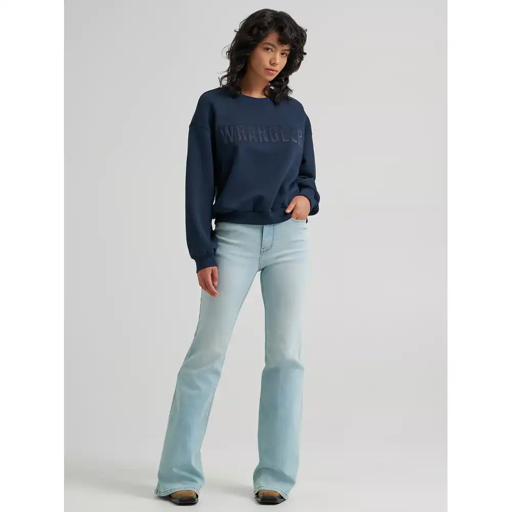 women's logo canyon crew pullover - dark saphire