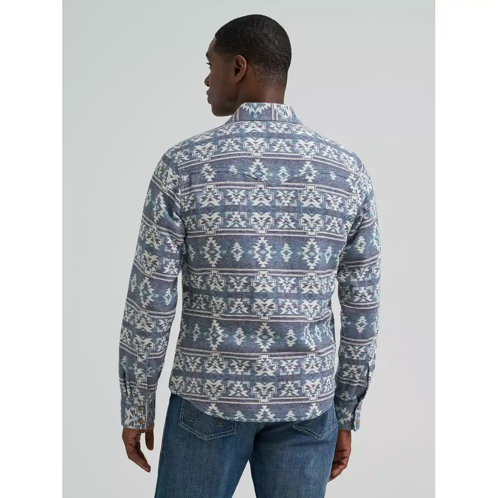men's wrangler retro® premium western snap jacquard shirt -grey canyon