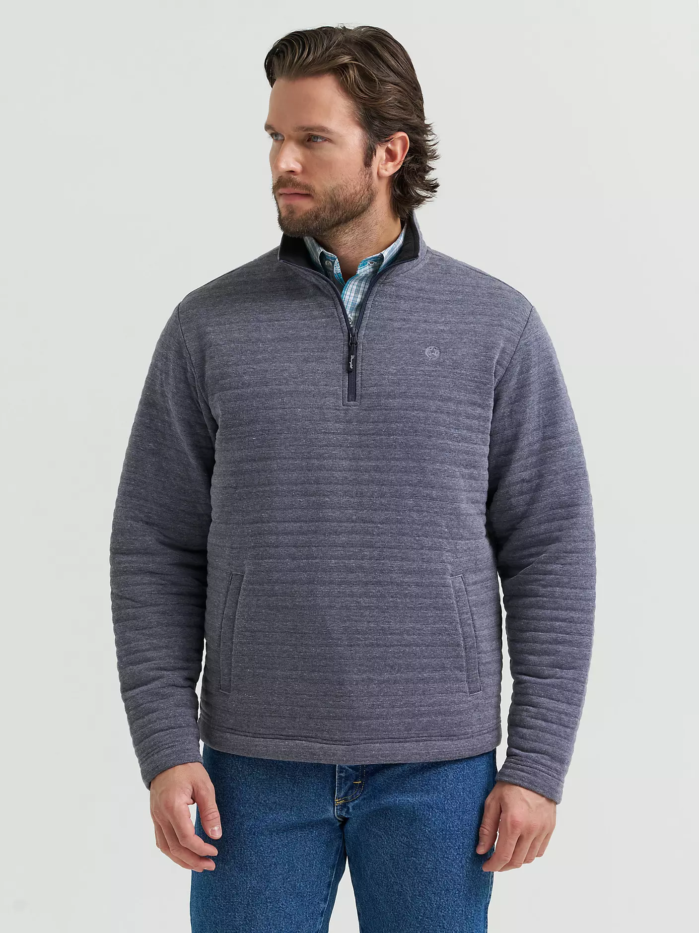 men's george strait quarter-zip quilted pullover - pacific