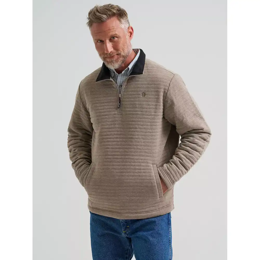 men's george strait quarter-zip quilted pullover - toast