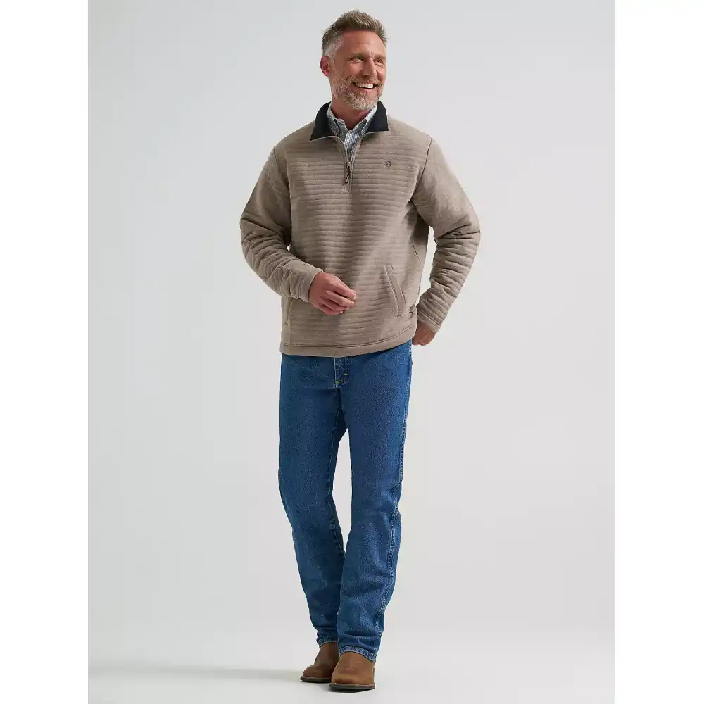men's george strait quarter-zip quilted pullover - toast
